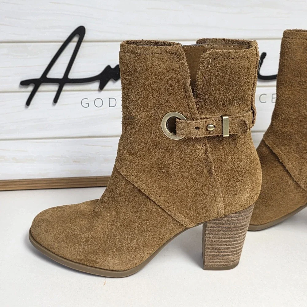 UGG Koolaburra Samiah Ankle Boots Camel Tan Women's 5.5 Eu 36.5 Zip Side 1105866